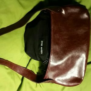 Brown leather steve madden clutch bag